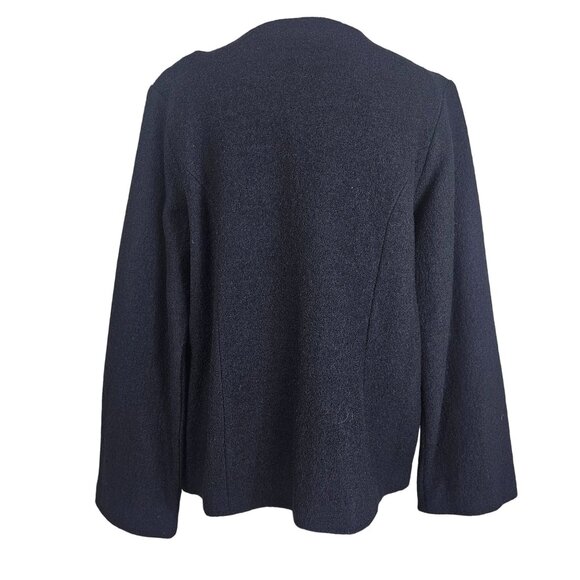 Sara Isabella Black Open Wool Jacket Sz M Colorful Embroidered Artsy Teacher - Picture 4 of 11